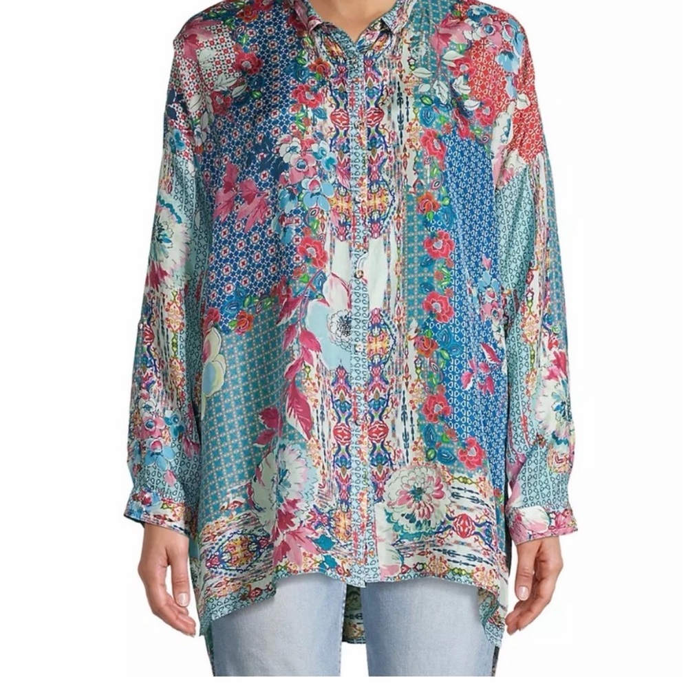 Johnny Was Lubello Reese Button Down Tunic Size XS